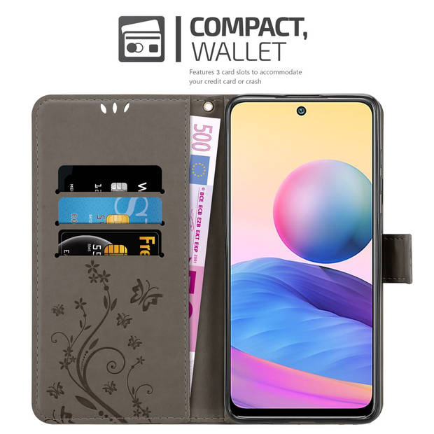 Cadorabo Hoesje geschikt voor Xiaomi RedMi NOTE 10 5G / POCO M3 PRO 5G in BLOEMEN GRIJS - Beschermhoes Case Cover