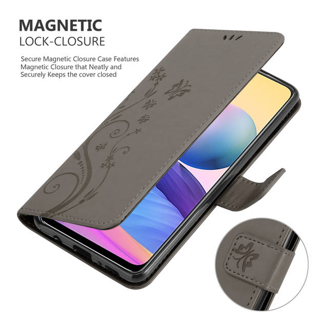 Cadorabo Hoesje geschikt voor Xiaomi RedMi NOTE 10 5G / POCO M3 PRO 5G in BLOEMEN GRIJS - Beschermhoes Case Cover