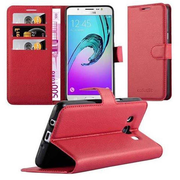 Cadorabo Hoesje geschikt voor Samsung Galaxy J5 2016 in KARMIJN ROOD - Beschermhoes Cover magnetische sluiting Case