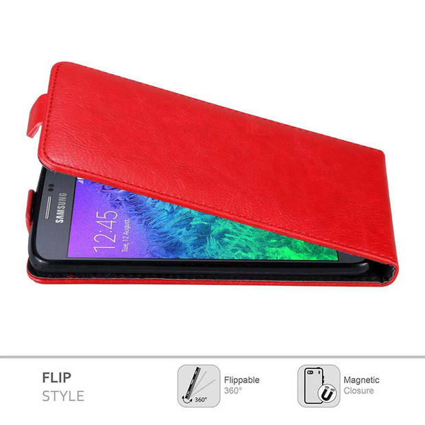 Cadorabo Hoesje geschikt voor Samsung Galaxy ALPHA in APPEL ROOD - Beschermhoes Flip Case Cover magnetische sluiting