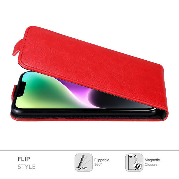 Cadorabo Hoesje geschikt voor Apple iPhone 14 PLUS in APPEL ROOD - Beschermhoes Flip Case Cover magnetische sluiting