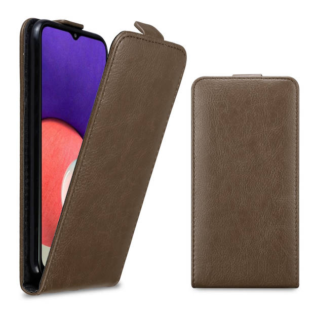 Cadorabo Hoesje geschikt voor Samsung Galaxy A22 5G in KOFFIE BRUIN - Beschermhoes Flip Case Cover magnetische sluiting