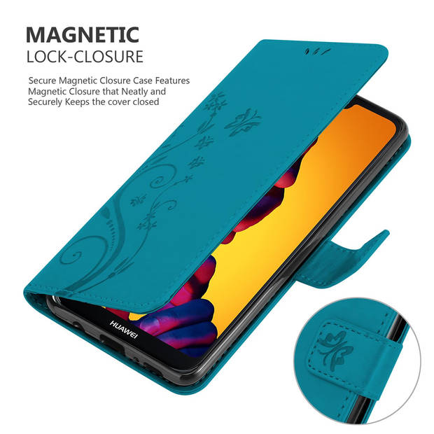 Cadorabo Hoesje geschikt voor Huawei P20 LITE 2018 / NOVA 3E in BLOEMEN BLAUW - Beschermhoes Case Cover Bloemen