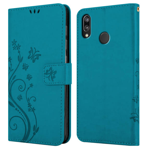 Cadorabo Hoesje geschikt voor Huawei P20 LITE 2018 / NOVA 3E in BLOEMEN BLAUW - Beschermhoes Case Cover Bloemen