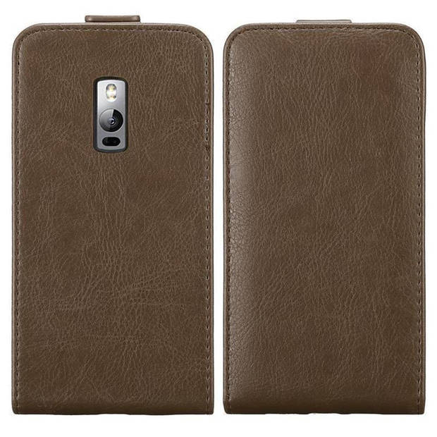 Cadorabo Hoesje geschikt voor OnePlus 2 in KOFFIE BRUIN - Beschermhoes Flip Case Cover magnetische sluiting