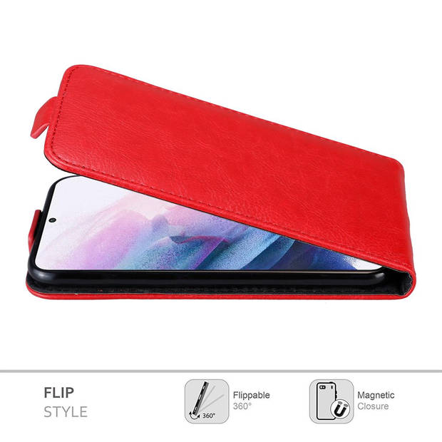 Cadorabo Hoesje geschikt voor Samsung Galaxy S21 PLUS in APPEL ROOD - Beschermhoes Flip Case Cover magnetische sluiting