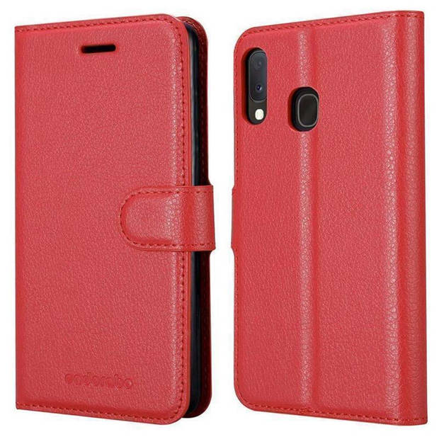 Cadorabo Hoesje geschikt voor Samsung Galaxy A40 in KARMIJN ROOD - Beschermhoes Cover magnetische sluiting Case