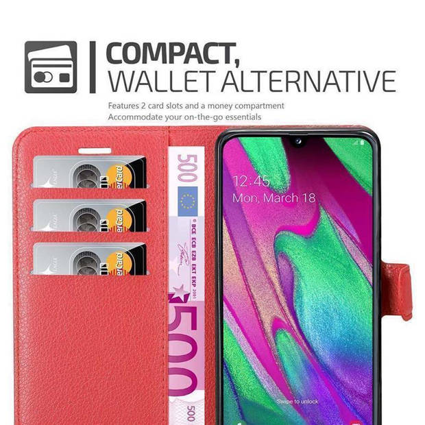 Cadorabo Hoesje geschikt voor Samsung Galaxy A40 in KARMIJN ROOD - Beschermhoes Cover magnetische sluiting Case