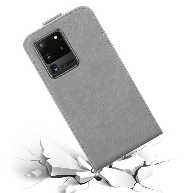 Cadorabo Hoesje geschikt voor Samsung Galaxy S20 ULTRA in TITANIUM GRIJS - Beschermhoes Flip Case Cover magnetische