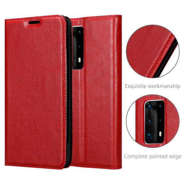 Cadorabo Hoesje geschikt voor Huawei P40 PRO / P40 PRO+ in APPEL ROOD - Beschermhoes Case magnetische sluiting Cover