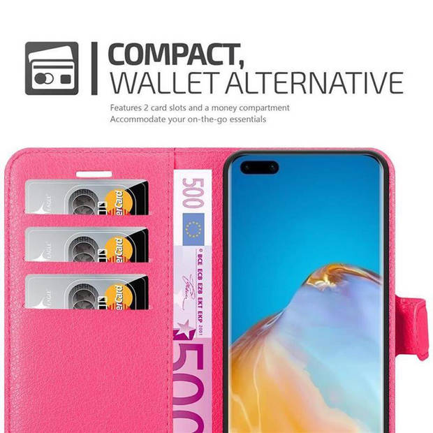 Cadorabo Hoesje geschikt voor Huawei P40 PRO / P40 PRO+ in KERSEN ROZE - Beschermhoes Cover magnetische sluiting Case