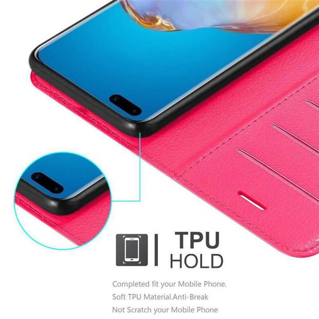 Cadorabo Hoesje geschikt voor Huawei P40 PRO / P40 PRO+ in KERSEN ROZE - Beschermhoes Cover magnetische sluiting Case