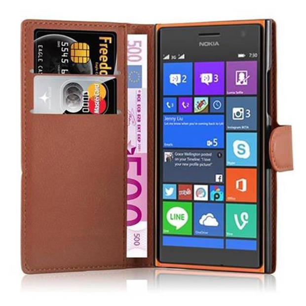 Cadorabo Hoesje geschikt voor Nokia Lumia 730 in CHOCOLADE BRUIN - Beschermhoes Cover magnetische sluiting Case