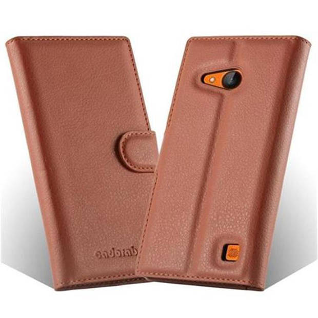 Cadorabo Hoesje geschikt voor Nokia Lumia 730 in CHOCOLADE BRUIN - Beschermhoes Cover magnetische sluiting Case