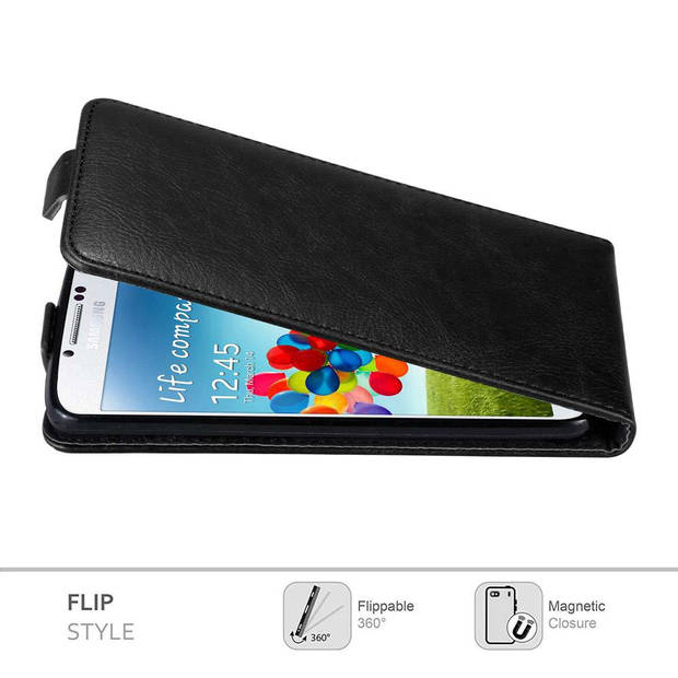 Cadorabo Hoesje geschikt voor Samsung Galaxy S4 in ZWARTE NACHT - Beschermhoes Flip Case Cover magnetische sluiting