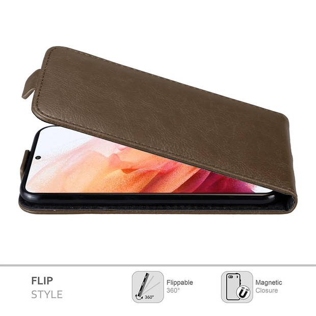 Cadorabo Hoesje geschikt voor Samsung Galaxy S21 5G in KOFFIE BRUIN - Beschermhoes Flip Case Cover magnetische sluiting