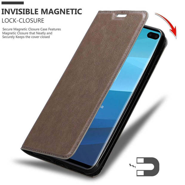 Cadorabo Hoesje geschikt voor Samsung Galaxy S10 PLUS in KOFFIE BRUIN - Beschermhoes Case magnetische sluiting Cover