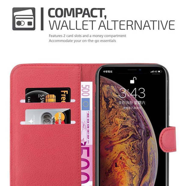 Cadorabo Hoesje geschikt voor Apple iPhone XS MAX in KARMIJN ROOD - Beschermhoes Cover magnetische sluiting Case