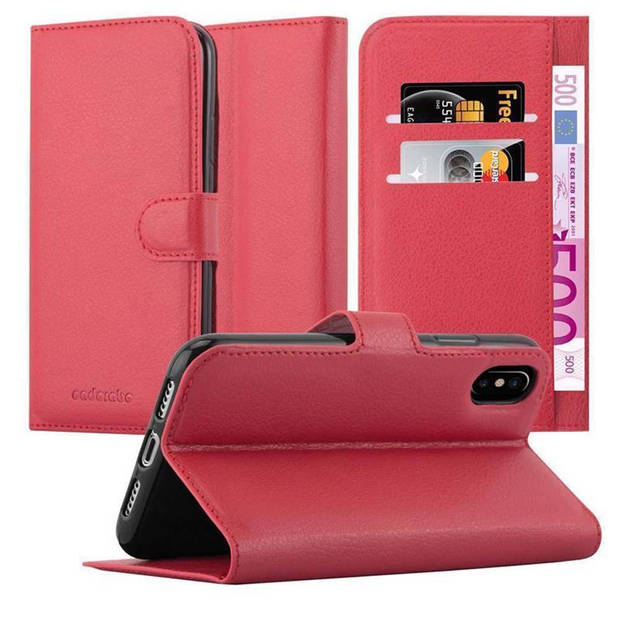 Cadorabo Hoesje geschikt voor Apple iPhone XS MAX in KARMIJN ROOD - Beschermhoes Cover magnetische sluiting Case