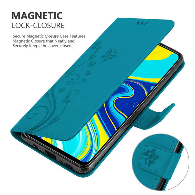 Cadorabo Hoesje geschikt voor Xiaomi RedMi NOTE 9 PRO / NOTE 9S in BLOEMEN BLAUW - Beschermhoes Case Cover Bloemen