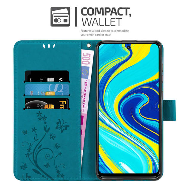 Cadorabo Hoesje geschikt voor Xiaomi RedMi NOTE 9 PRO / NOTE 9S in BLOEMEN BLAUW - Beschermhoes Case Cover Bloemen