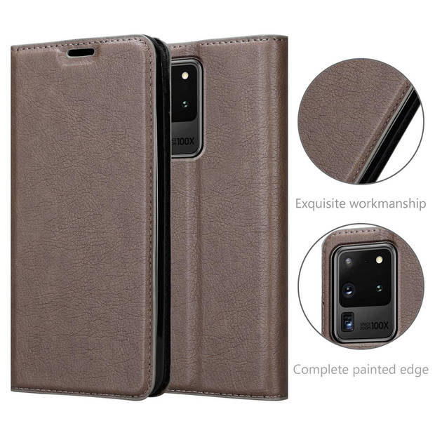 Cadorabo Hoesje geschikt voor Samsung Galaxy S20 ULTRA in KOFFIE BRUIN - Beschermhoes Case magnetische sluiting Cover