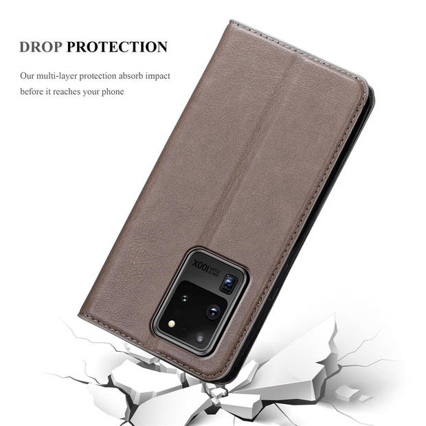 Cadorabo Hoesje geschikt voor Samsung Galaxy S20 ULTRA in KOFFIE BRUIN - Beschermhoes Case magnetische sluiting Cover