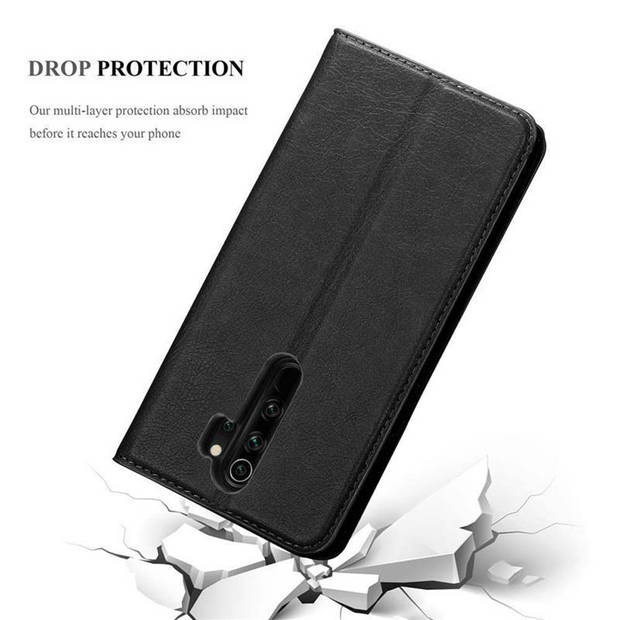 Cadorabo Hoesje geschikt voor Xiaomi RedMi NOTE 8 PRO in ZWARTE NACHT - Beschermhoes Case magnetische sluiting Cover