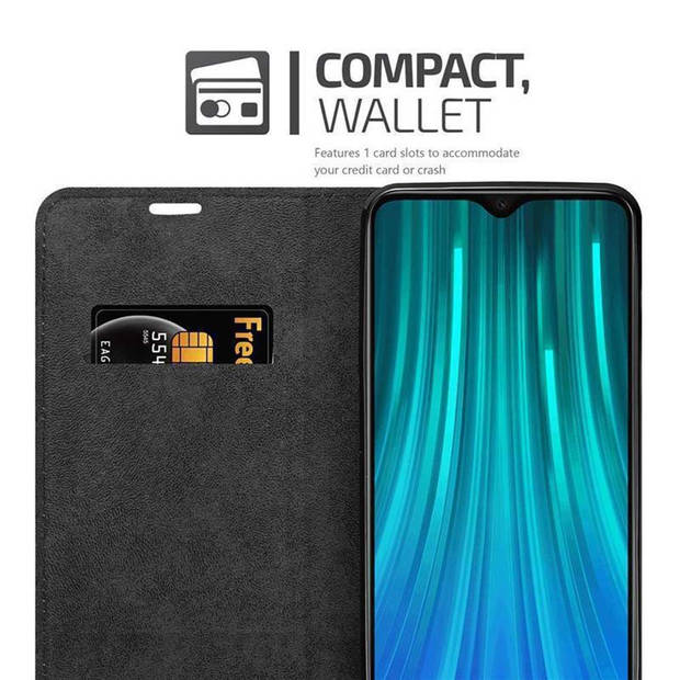 Cadorabo Hoesje geschikt voor Xiaomi RedMi NOTE 8 PRO in ZWARTE NACHT - Beschermhoes Case magnetische sluiting Cover