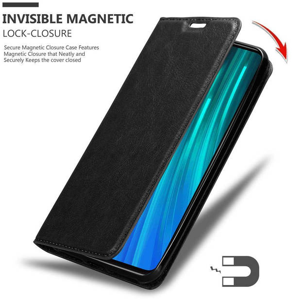 Cadorabo Hoesje geschikt voor Xiaomi RedMi NOTE 8 PRO in ZWARTE NACHT - Beschermhoes Case magnetische sluiting Cover