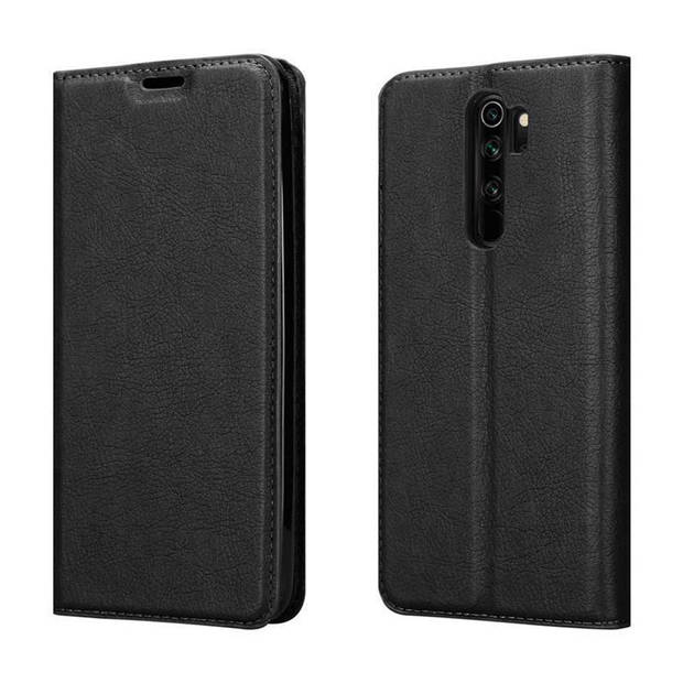 Cadorabo Hoesje geschikt voor Xiaomi RedMi NOTE 8 PRO in ZWARTE NACHT - Beschermhoes Case magnetische sluiting Cover