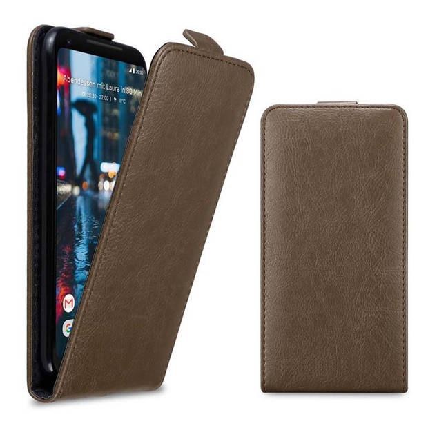 Cadorabo Hoesje geschikt voor Google PIXEL 2 XL in KOFFIE BRUIN - Beschermhoes Flip Case Cover magnetische sluiting