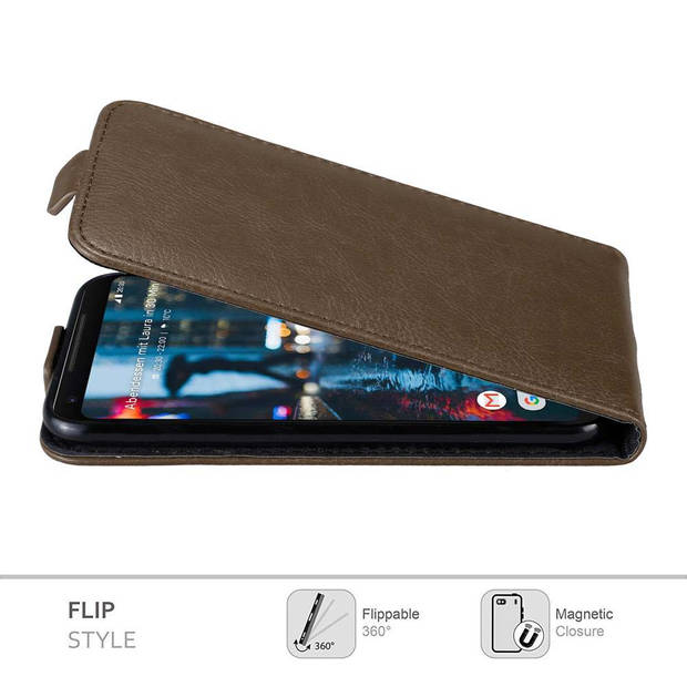 Cadorabo Hoesje geschikt voor Google PIXEL 2 XL in KOFFIE BRUIN - Beschermhoes Flip Case Cover magnetische sluiting