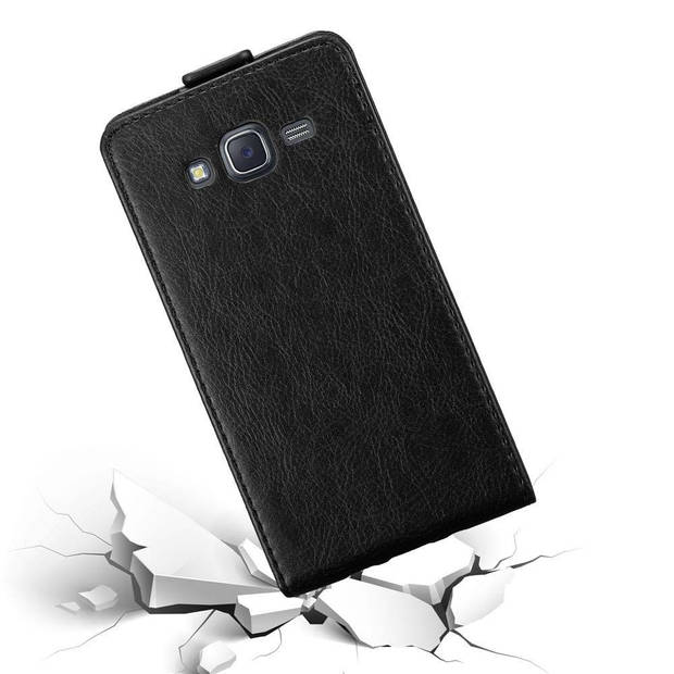 Cadorabo Hoesje geschikt voor Samsung Galaxy J5 2015 in ZWARTE NACHT - Beschermhoes Flip Case Cover magnetische sluiting