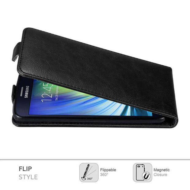 Cadorabo Hoesje geschikt voor Samsung Galaxy A7 2015 in ZWARTE NACHT - Beschermhoes Flip Case Cover magnetische sluiting