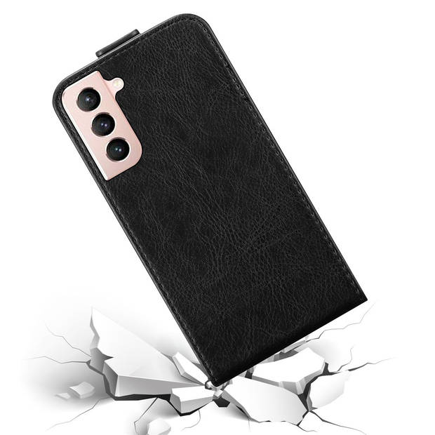 Cadorabo Hoesje geschikt voor Samsung Galaxy S21 5G in ZWARTE NACHT - Beschermhoes Flip Case Cover magnetische sluiting