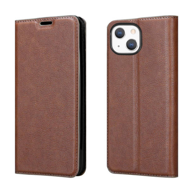 Cadorabo Hoesje geschikt voor Apple iPhone 13 MINI in CAPPUCCINO BRUIN - Beschermhoes Case magnetische sluiting Cover