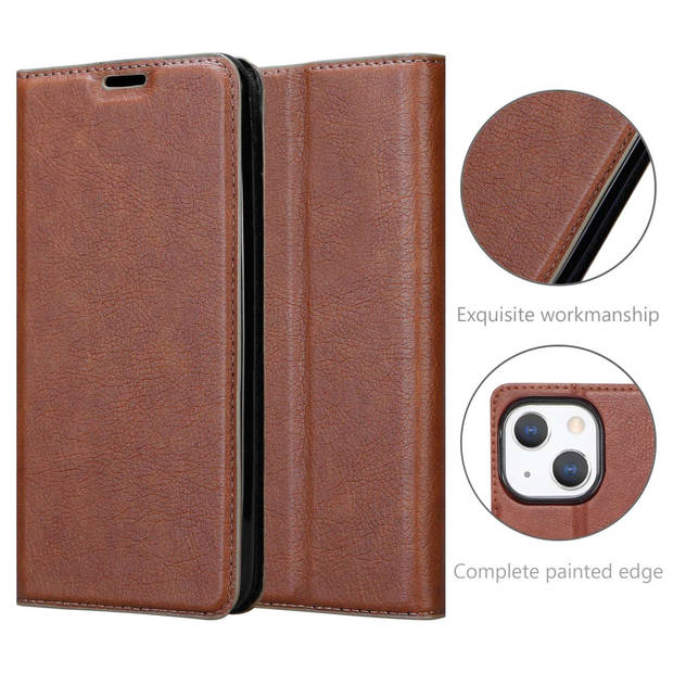 Cadorabo Hoesje geschikt voor Apple iPhone 13 MINI in CAPPUCCINO BRUIN - Beschermhoes Case magnetische sluiting Cover