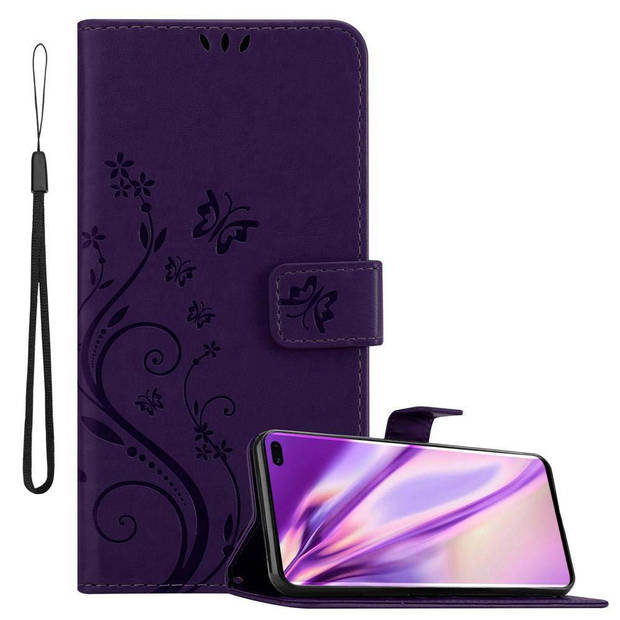 Cadorabo Hoesje geschikt voor Samsung Galaxy S10 PLUS in BLOEMEN DONKER PAARS - Beschermhoes Case Cover Bloemen