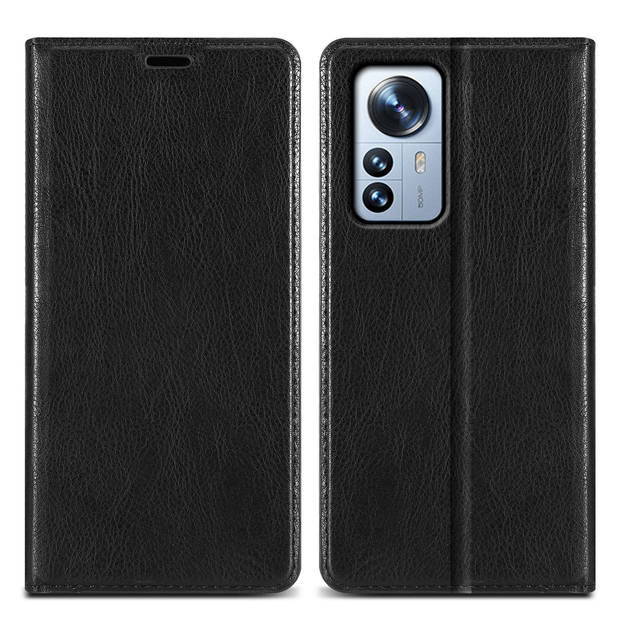 Cadorabo Hoesje geschikt voor Xiaomi 12 PRO in ZWARTE NACHT - Beschermhoes Case magnetische sluiting Cover