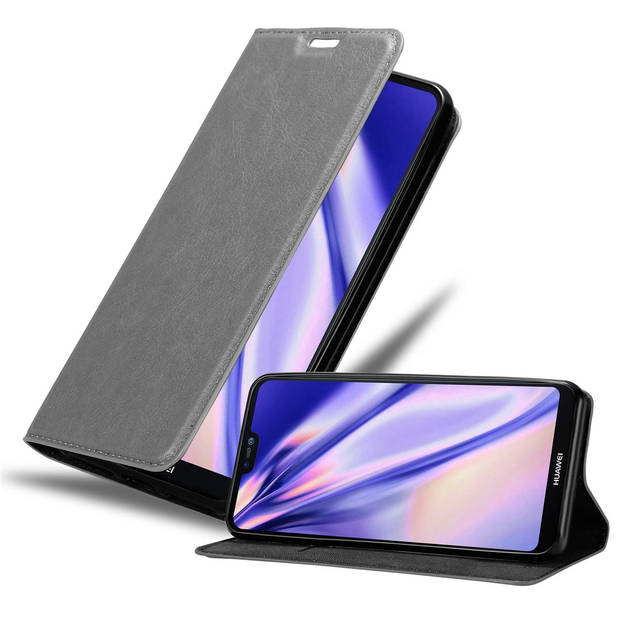 Cadorabo Hoesje geschikt voor Huawei P20 LITE 2018 / NOVA 3E in TITANIUM GRIJS - Beschermhoes Case magnetische sluiting