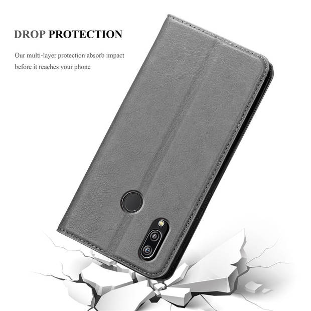 Cadorabo Hoesje geschikt voor Huawei P20 LITE 2018 / NOVA 3E in TITANIUM GRIJS - Beschermhoes Case magnetische sluiting