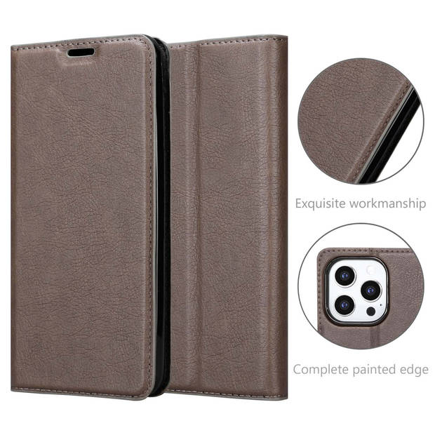 Cadorabo Hoesje geschikt voor Apple iPhone 13 PRO in KOFFIE BRUIN - Beschermhoes Case magnetische sluiting Cover