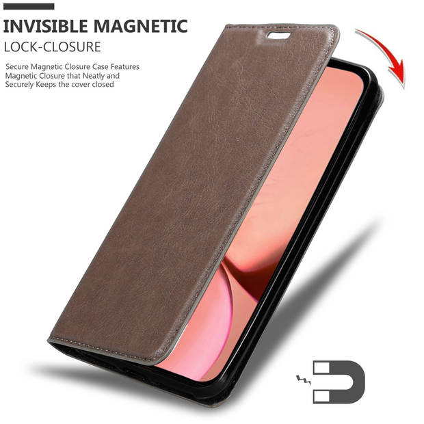 Cadorabo Hoesje geschikt voor Apple iPhone 13 PRO in KOFFIE BRUIN - Beschermhoes Case magnetische sluiting Cover