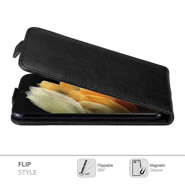Cadorabo Hoesje geschikt voor Samsung Galaxy S21 ULTRA in ZWARTE NACHT - Beschermhoes Flip Case Cover magnetische