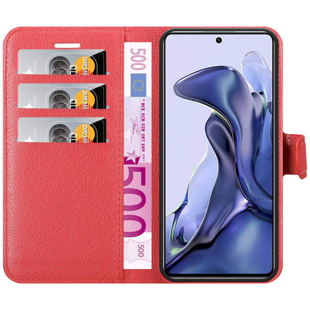 Cadorabo Hoesje geschikt voor Xiaomi 11T / 11T PRO in KARMIJN ROOD - Beschermhoes Cover magnetische sluiting Case