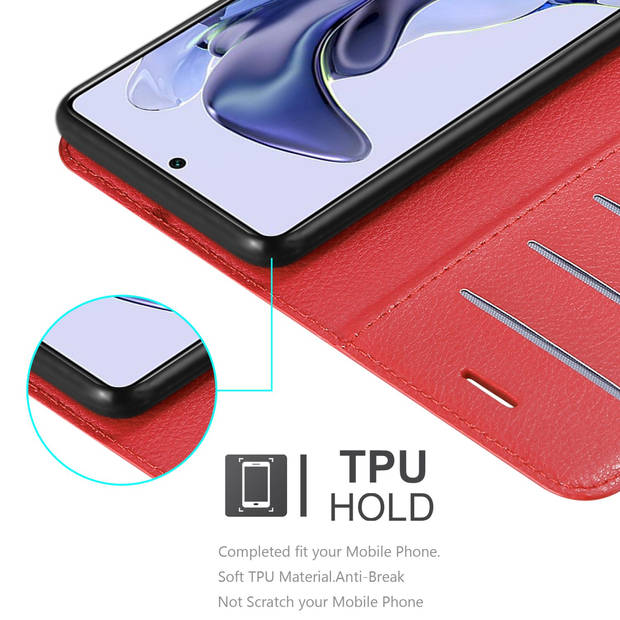 Cadorabo Hoesje geschikt voor Xiaomi 11T / 11T PRO in KARMIJN ROOD - Beschermhoes Cover magnetische sluiting Case