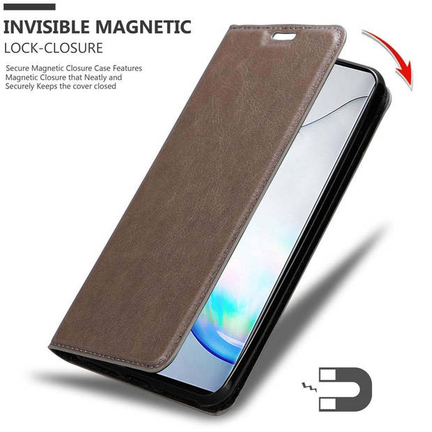 Cadorabo Hoesje geschikt voor Samsung Galaxy NOTE 10 in KOFFIE BRUIN - Beschermhoes Case magnetische sluiting Cover