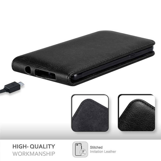 Cadorabo Hoesje geschikt voor Samsung Galaxy A5 2016 in ZWARTE NACHT - Beschermhoes Flip Case Cover magnetische sluiting