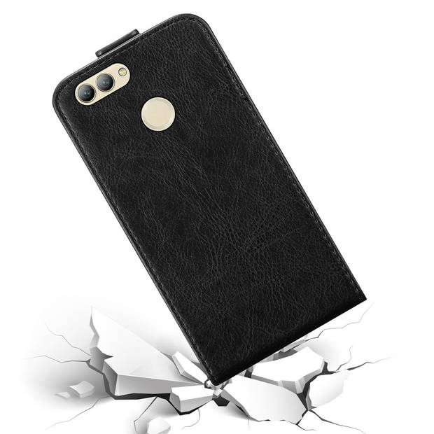 Cadorabo Hoesje geschikt voor Huawei NOVA 2 in ZWARTE NACHT - Beschermhoes Flip Case Cover magnetische sluiting